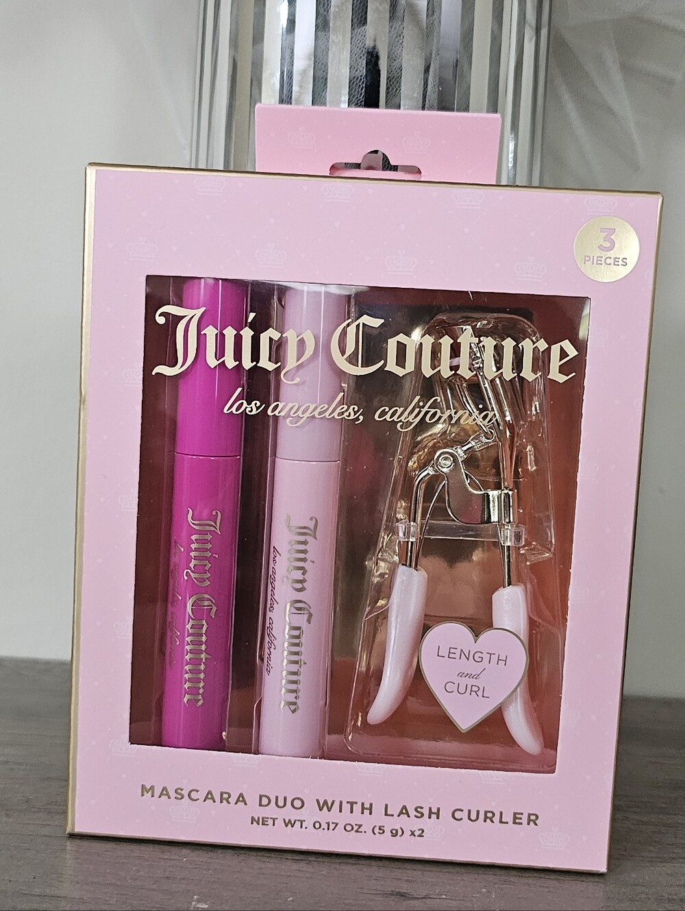 Juicy Couture Mascara Trio Set with Pink Lash Curler Black Mascara NEW